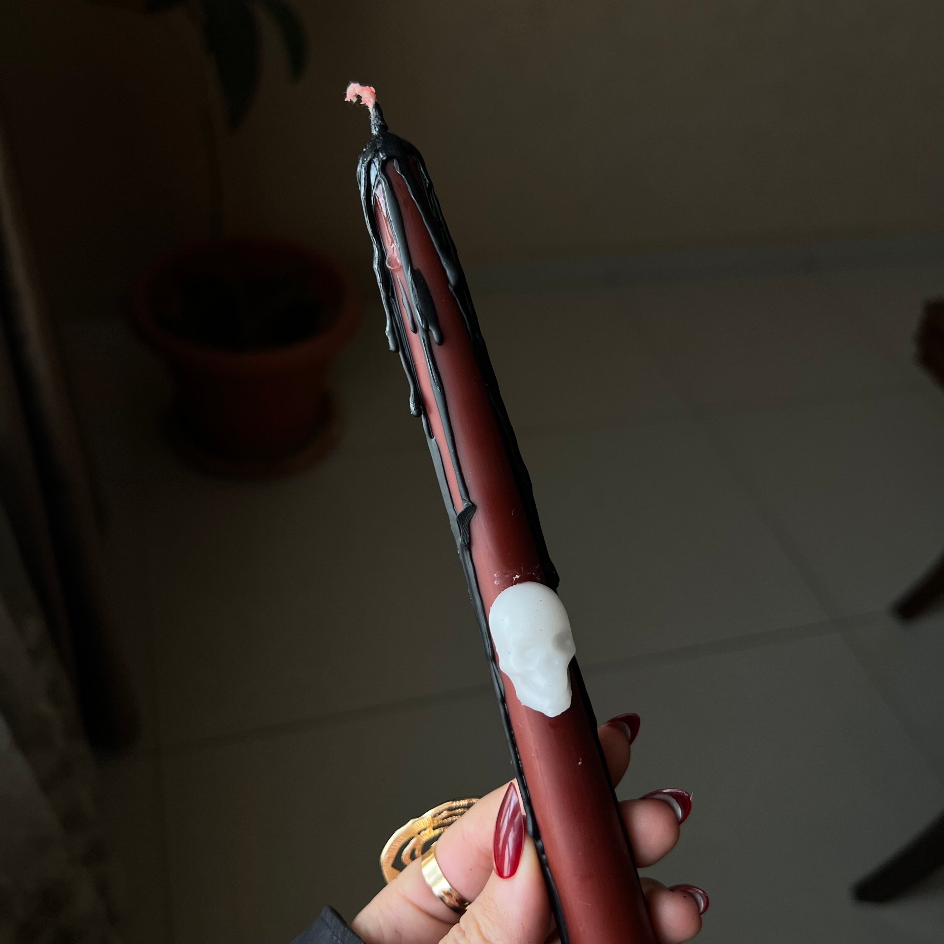 Blood Drip Skull Taper Candles