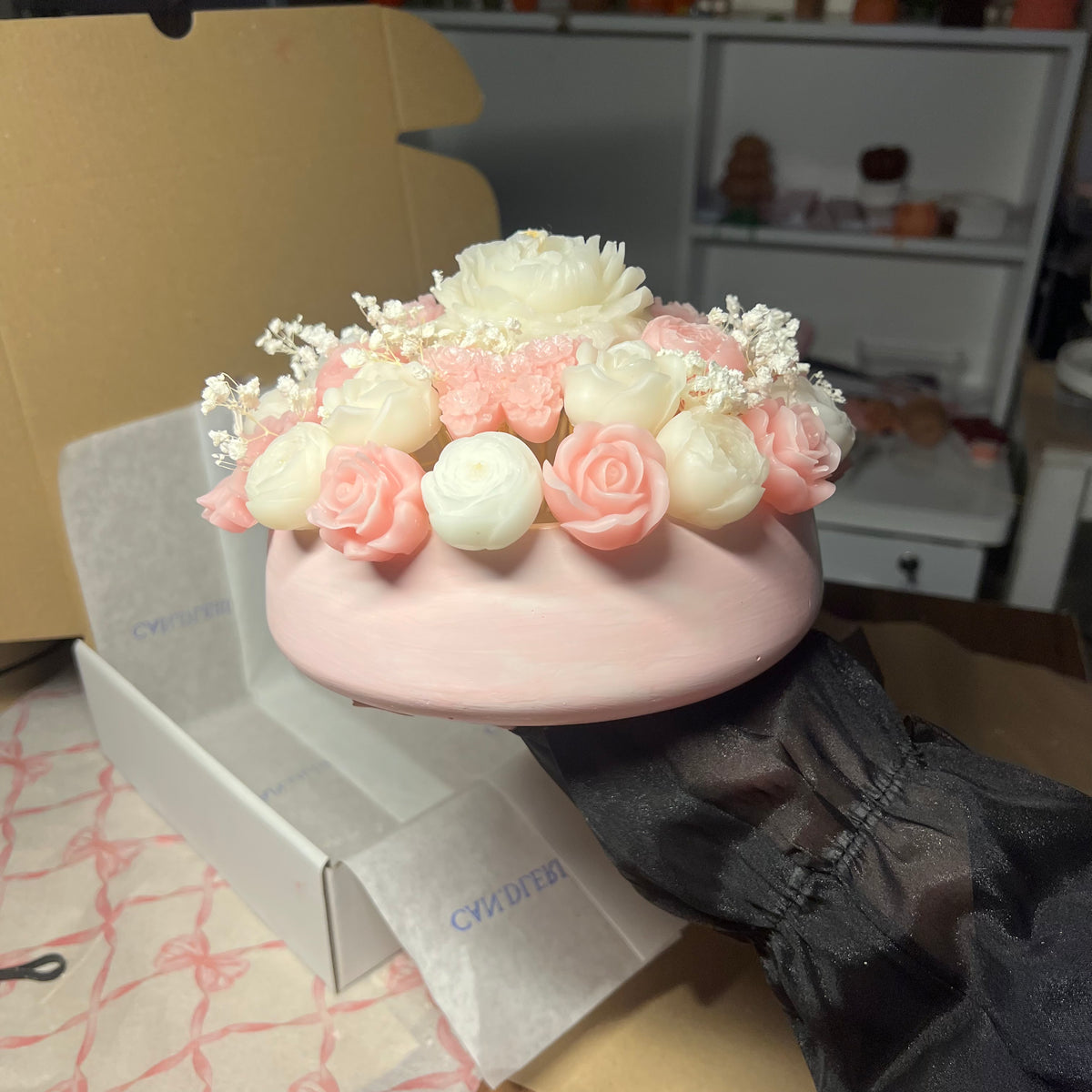 Pink flowers vase