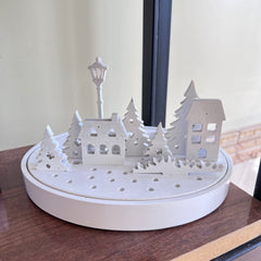 Candle Holder Street Scene with Houses and Trees