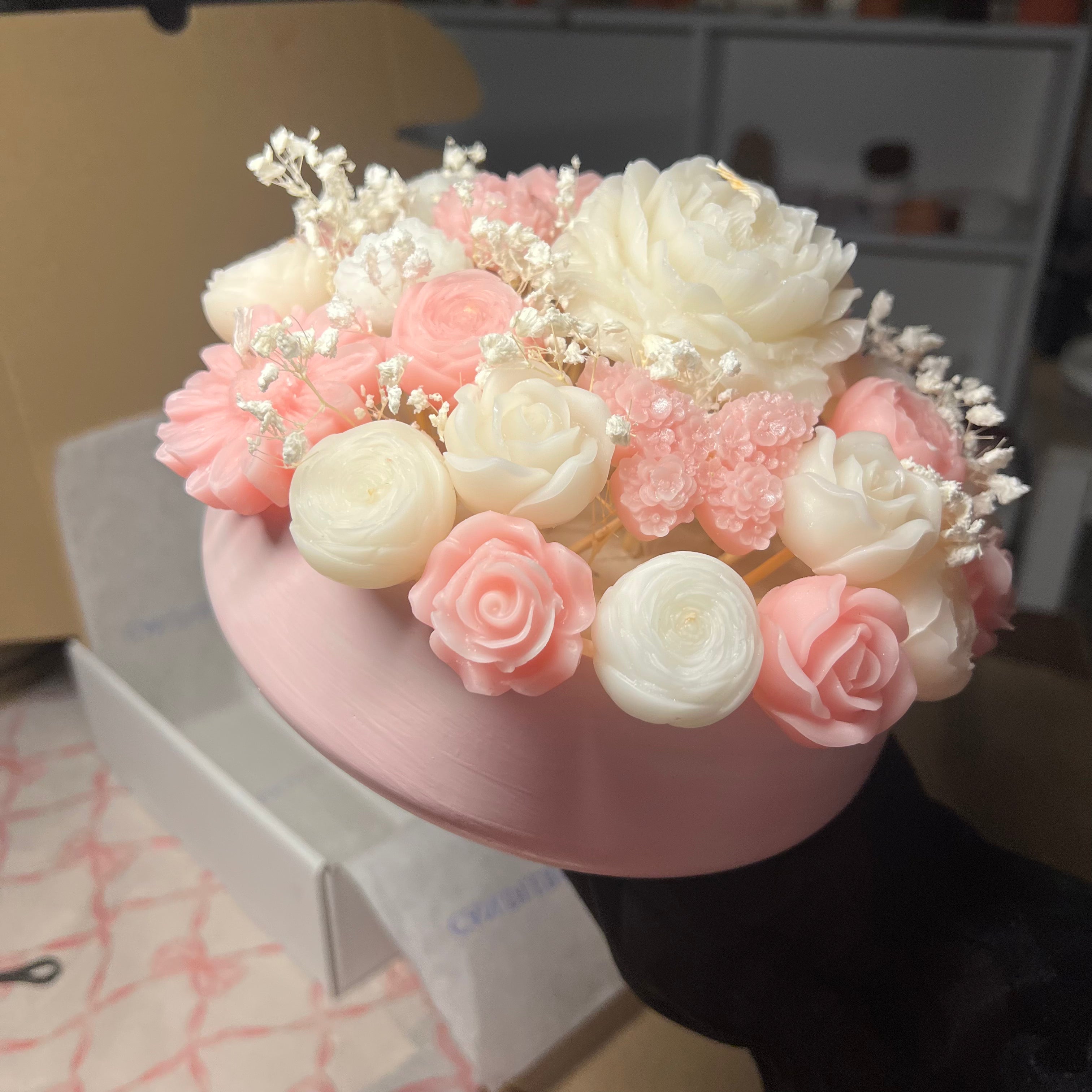 Pink flowers vase