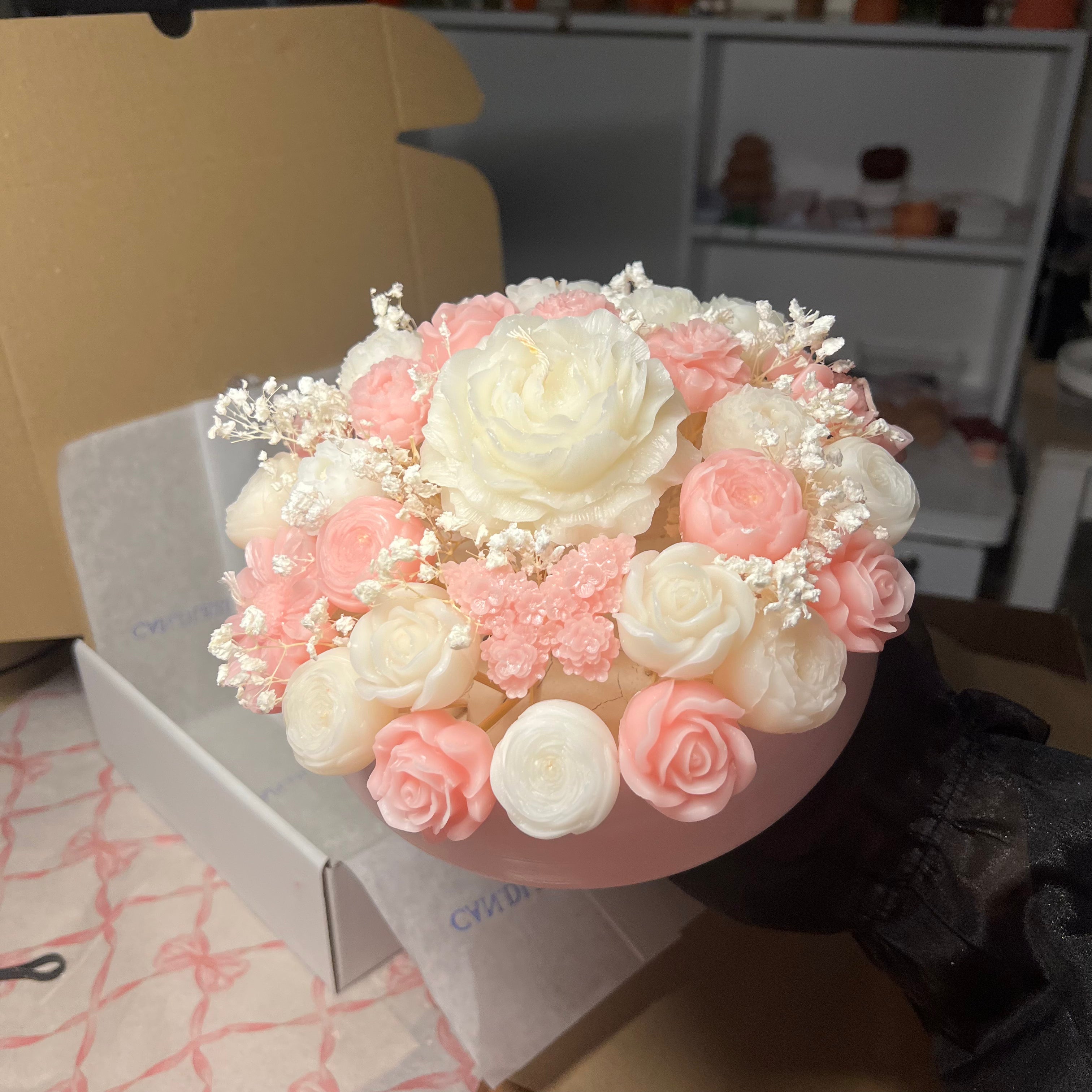Pink flowers vase